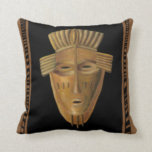 African Mask Painting by Chariklia Zarris Throw Pillow