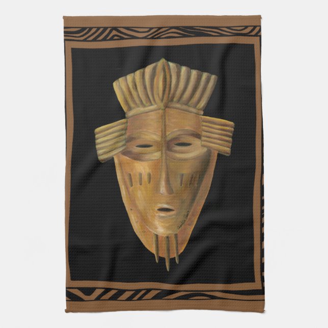 African Mask Painting by Chariklia Zarris Towel (Vertical)
