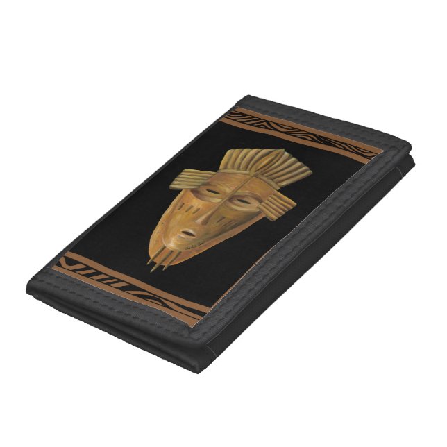 African Mask Painting by Chariklia Zarris Trifold Wallet (Bottom)