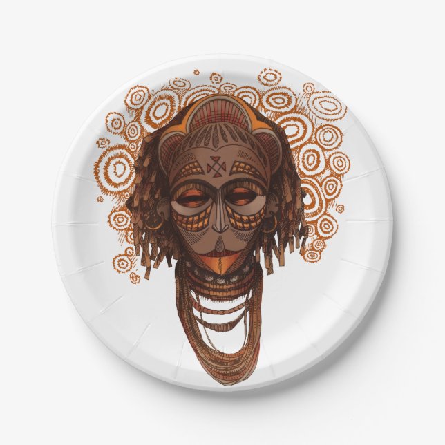 African mask paper plates (Front)