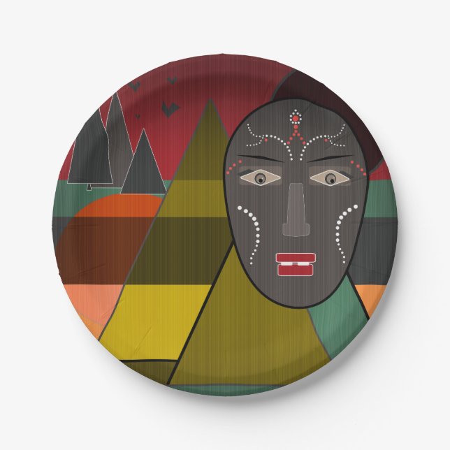 African mask paper plates (Front)
