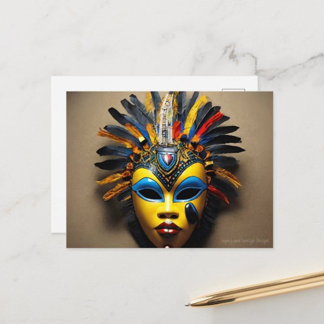 African Mask Postcard (Front/Back In Situ)