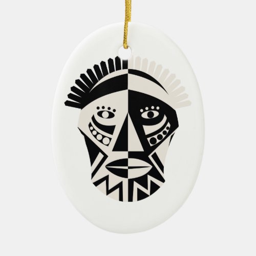 African mask primitive folk art ceramic ornament