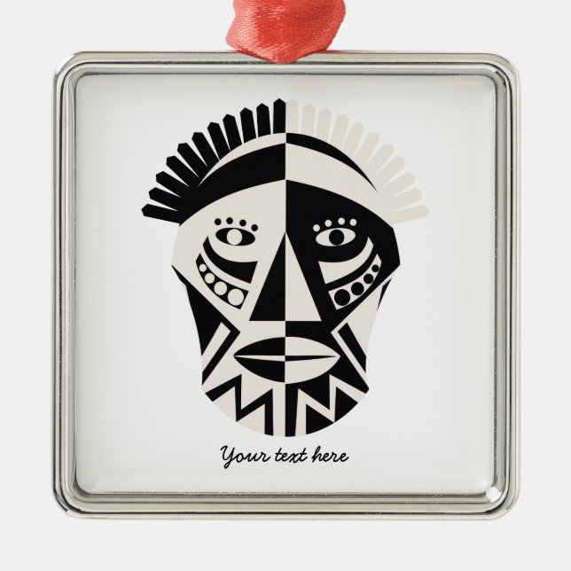 African mask primitive folk art metal ornament (Front)