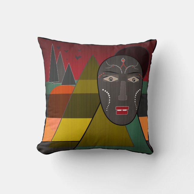 African mask throw pillow (Front)