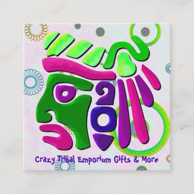 African Masks Celestial 3D LOCAL GIFT SHOP Square Business Card (Front)