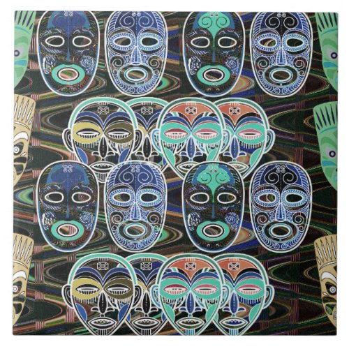 African Masks V1 Ceramic Tile