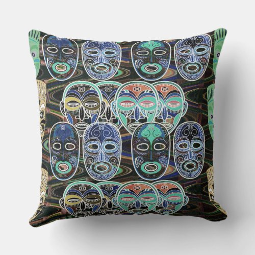 African Masks V1 Throw Pillow