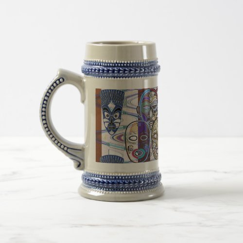 African Masks V2 Beer Stein