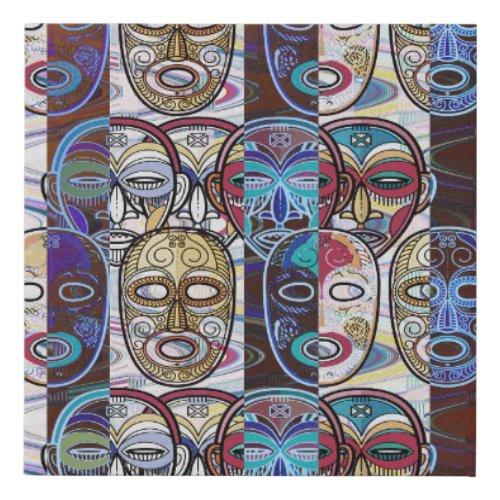 African Masks V2 Faux Canvas Print