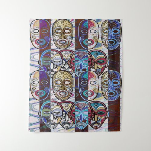 African Masks V2 Tapestry