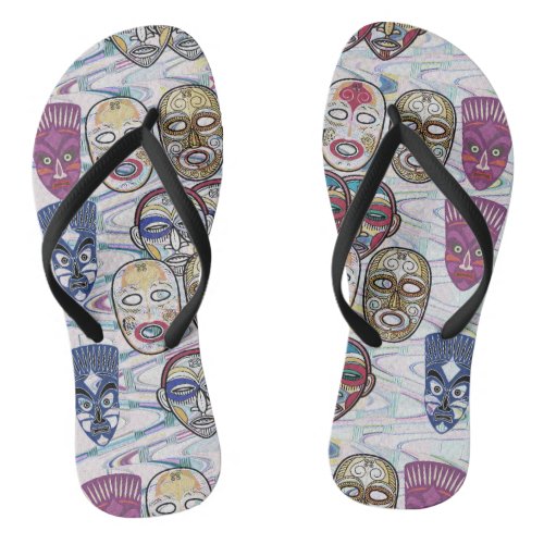 African Masks V3 Flip Flops