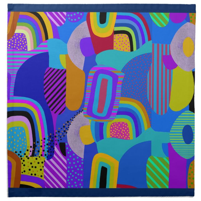 African Maximalist Landscape Map Cloth Napkin (Front)