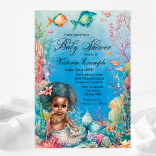 African Mermaid Baby Shower Invitation