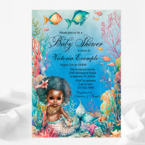 African Mermaid Baby Shower Invitation