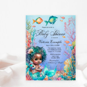 African Mermaid Baby Shower Invitation Postcard