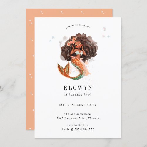 African Mermaid Birthday Party Invitation