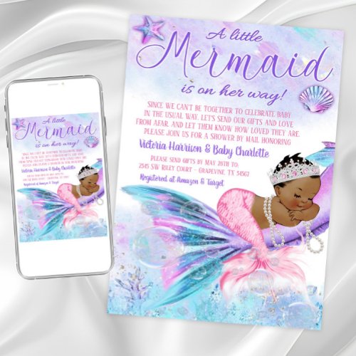 African Mermaid Long Distance Baby Shower by Mail Invitation