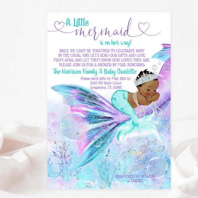 African Mermaid Mail Baby Shower Invitation (Creator Uploaded)