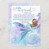 African Mermaid Mail Baby Shower Invitation