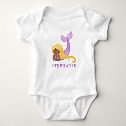 African Mermaid Ocean Baby Shower  Baby Bodysuit