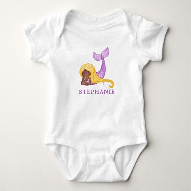 African Mermaid Ocean Baby Shower  Baby Bodysuit (Front)
