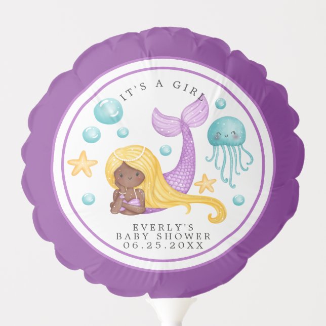 African Mermaid Ocean Baby Shower Balloon (Front)
