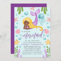 African Mermaid Ocean Baby Shower Invitation