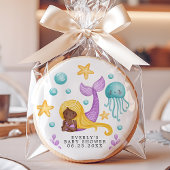 African Mermaid Ocean Baby Shower Sugar Cookie