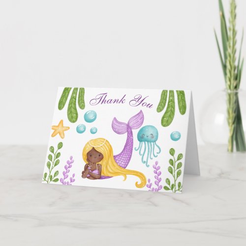 African Mermaid Ocean Baby Shower Thank You Card