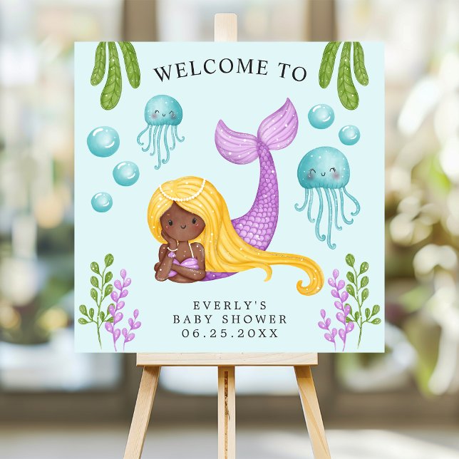 African Mermaid Ocean Baby Shower Welcome Foam Board (Creator Uploaded)