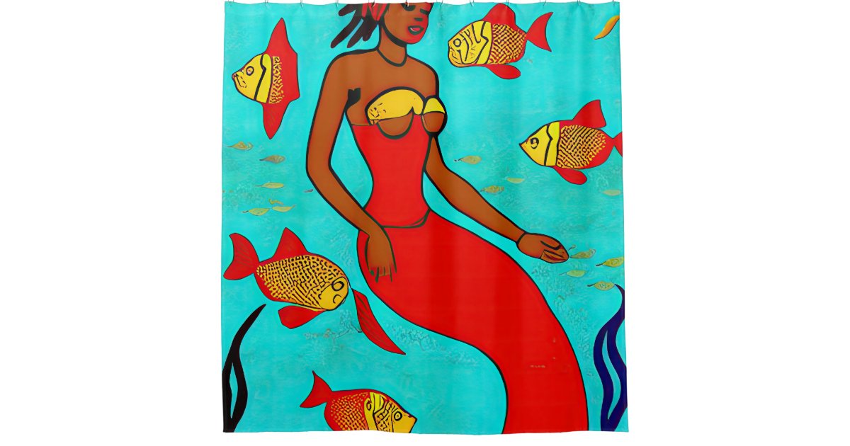 African Mermaid Shower Curtain Zazzle