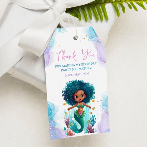 African Mermaid Thank You Birthday Party Gift Tag