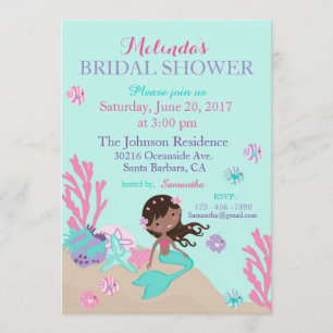 African Mermaid Under the Sea Bridal Shower Invitation