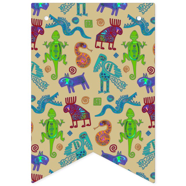 African Mexican Culture Primitive Tribal Pattern 1 Bunting Flags (First Flag)