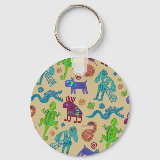 African Mexican Culture Primitive Tribal Pattern 1 Keychain (Front)