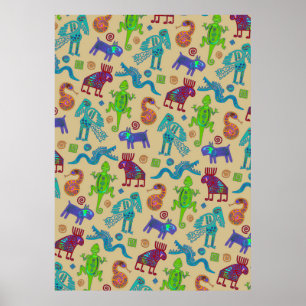 African Mexican Culture Primitive Tribal Pattern 1 Poster