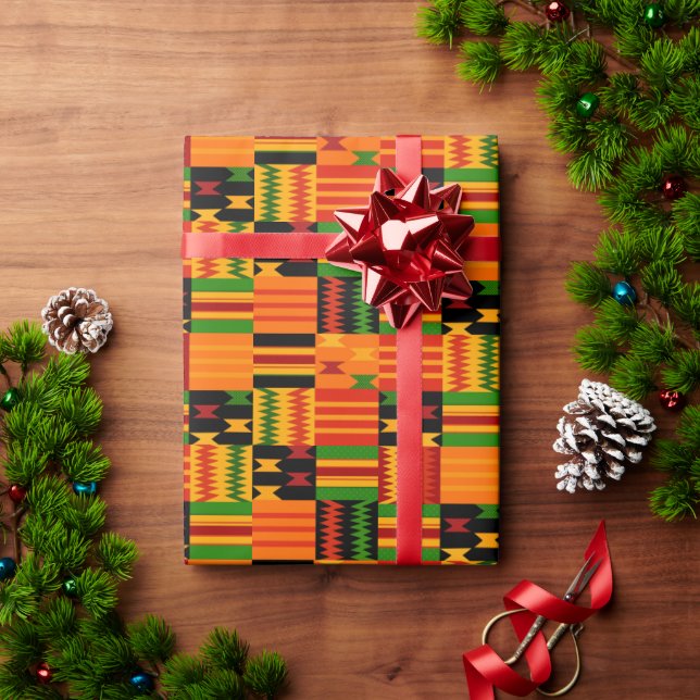 African Modern Kente Tribal Style Wrapping Paper (Holiday Gift)