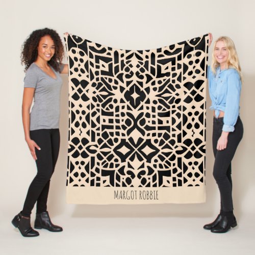 African Morocco Beige Geometric Pattern Fleece Blanket