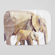 African Mother and Baby Elephant Burp Cloth