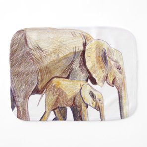 African Mother and Baby Elephant Burp Cloth