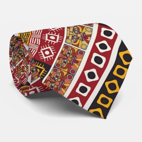 African Motif Colorful Decorative Pattern Design Neck Tie