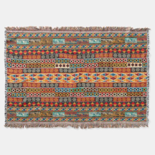 African Motif Colorful Decorative Pattern Design Throw Blanket
