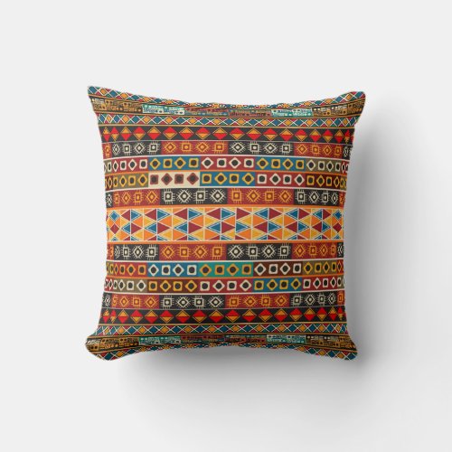 African Motif Colorful Decorative Pattern Design Throw Pillow