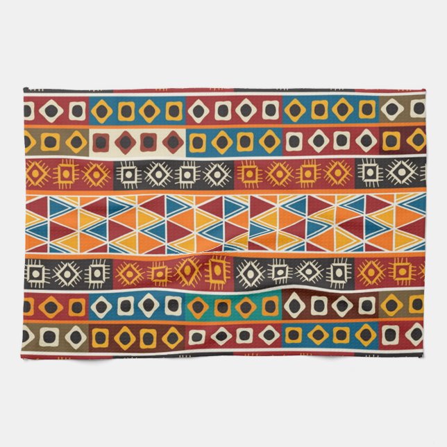 African Motif Colorful Decorative Pattern Towel (Horizontal)