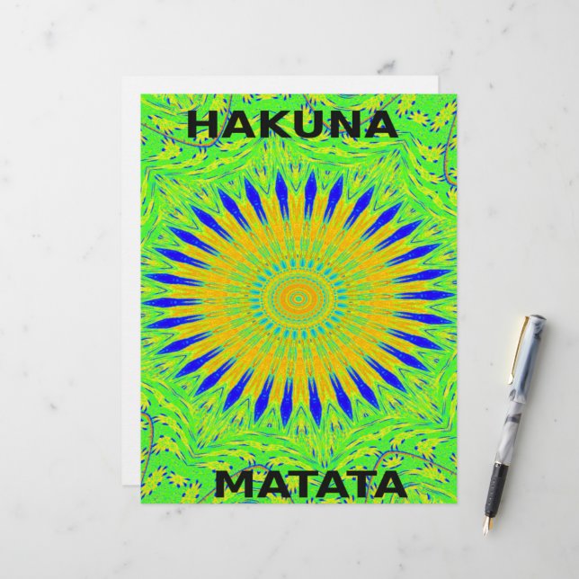 African Motif Design in Green and Gold Art Print (Front/Back In Situ)