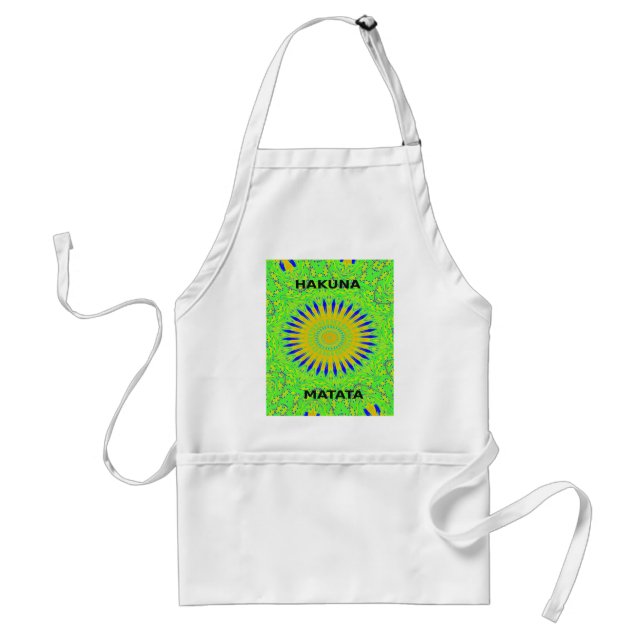 African Motif Design in Green and Gold Art Print Adult Apron (Front)