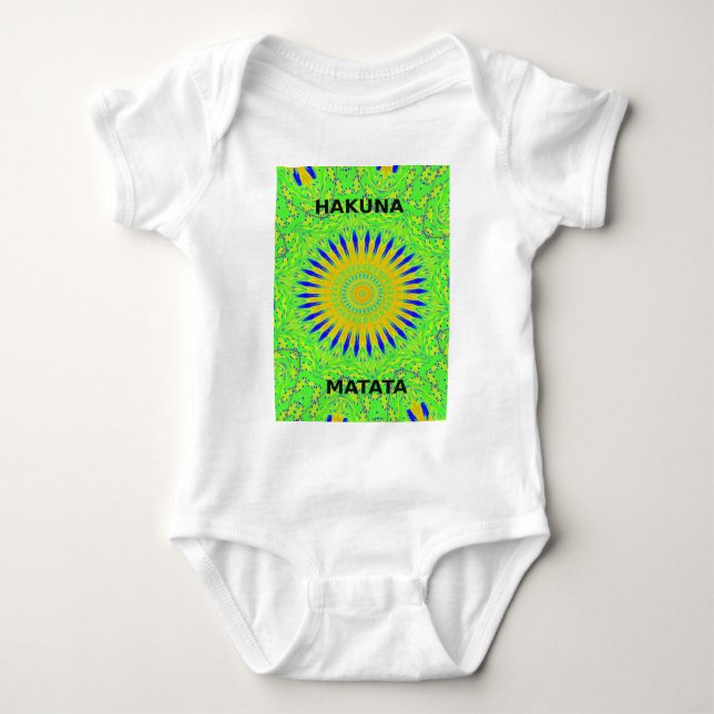 African Motif Design in Green and Gold Art Print Baby Bodysuit (Front)