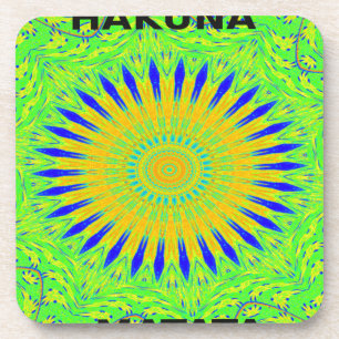 African Motif Design in Green and Gold Art Print Beverage Coaster