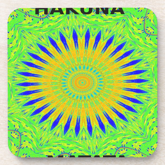 African Motif Design in Green and Gold Art Print Beverage Coaster (Front)